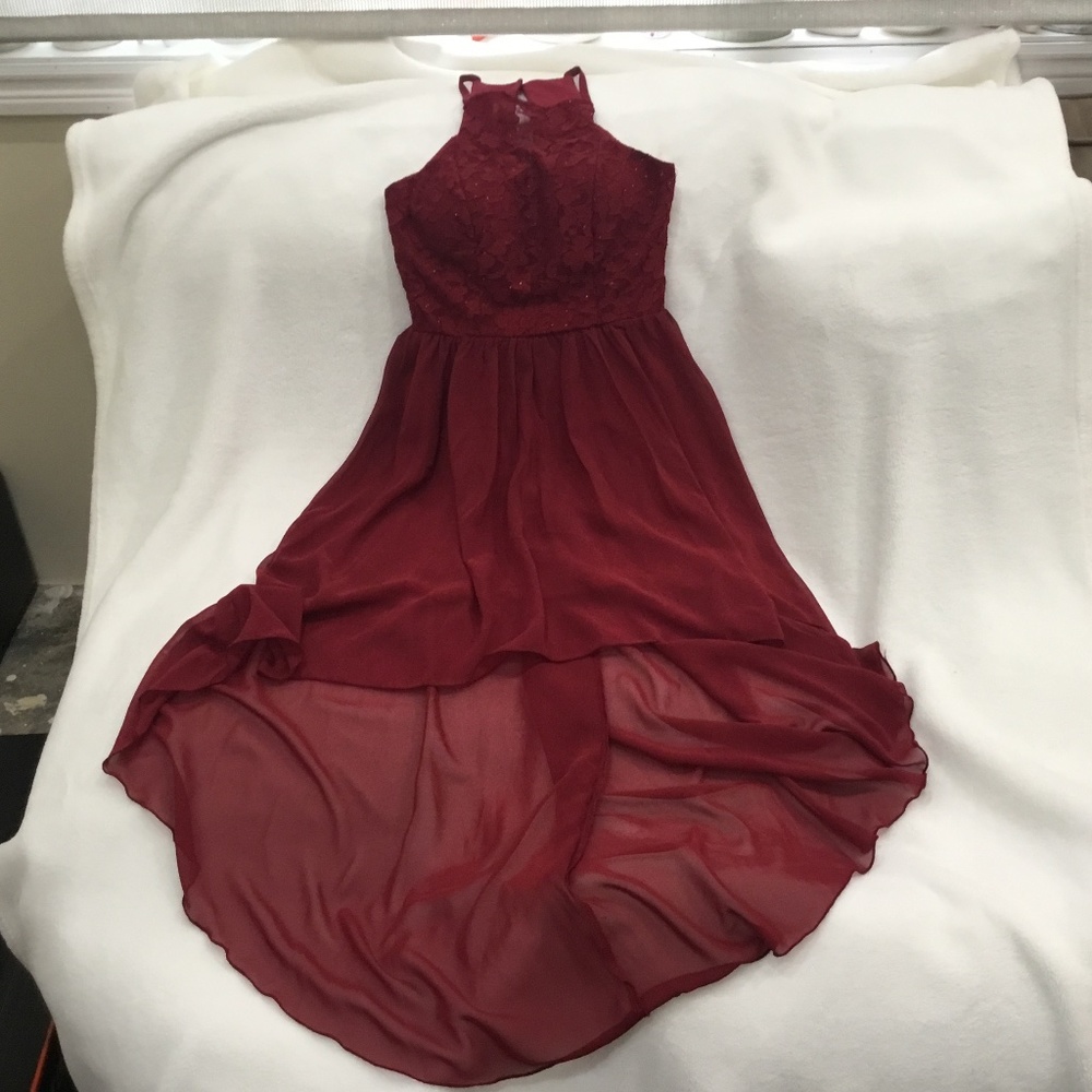 Burgundy Lace-Back Dress size 3